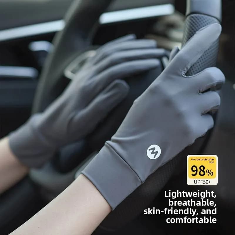 New Women's Ice Silk Gloves for Solar Protection, Anti-UV, Breathable, Anti-slip, Touch Screen, for Cycling and Open Guide