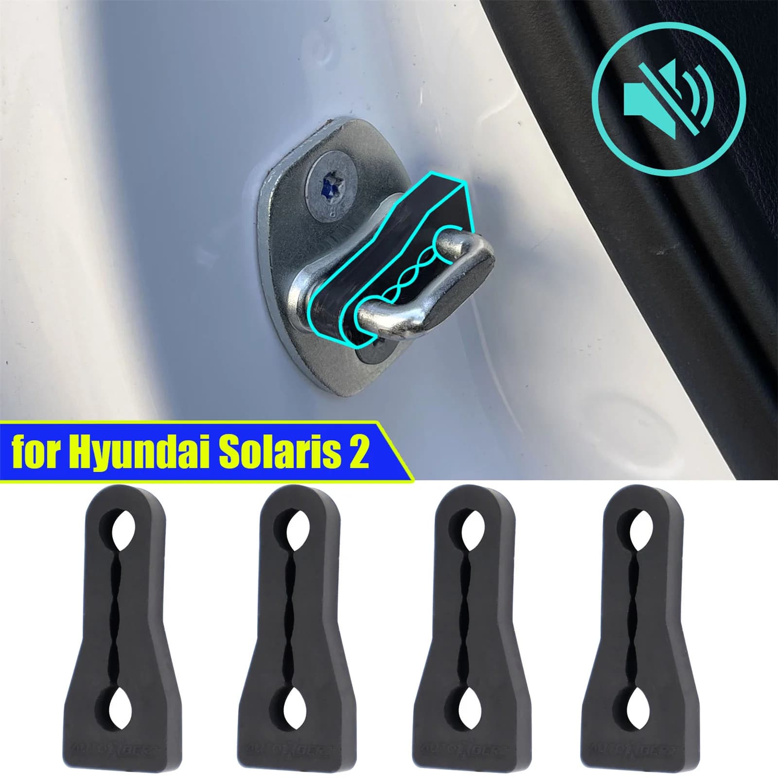 Door Lock Buffer Damper For Hyundai Solaris 2 2017 - 2023 Soundproof Insulation Quiet Deaf Creaking Noise Seal Stopper Deadener