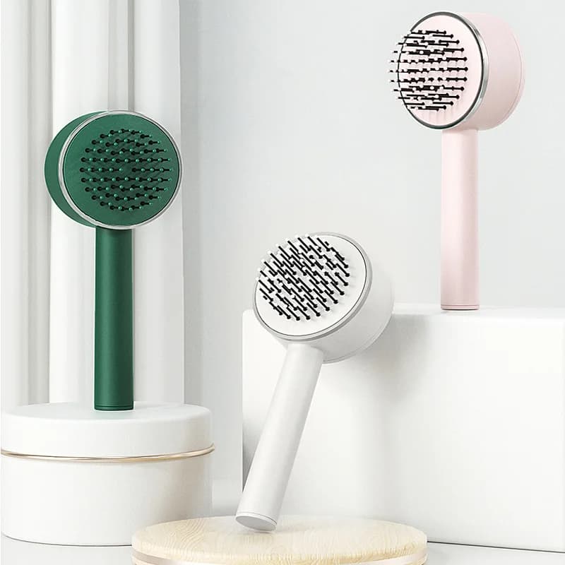 Spazzola per Capelli Autopulente con Massaggio del Cuoio Capelluto, Districante per Capelli Ricci, Strumento di Styling per Donne, Dropshipping
