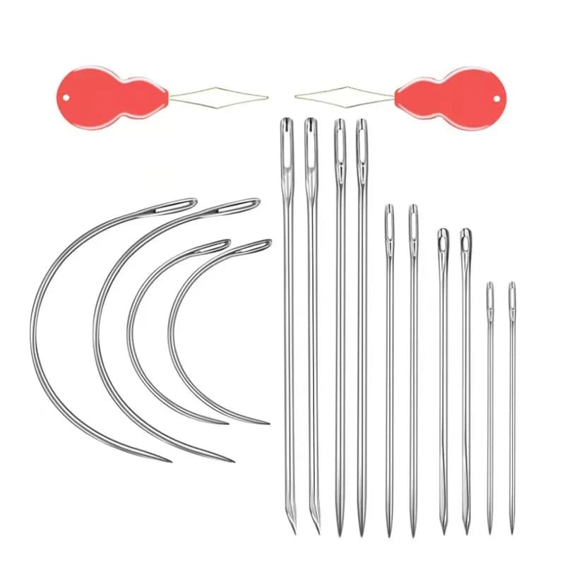 Kit di 14/16 Aghi per Cucito a Mano in Pelle - Aghi Curvi/Per Tappezzeria/Per Riparazione Tappeti e Tela - Strumenti per Cucito Resistente
