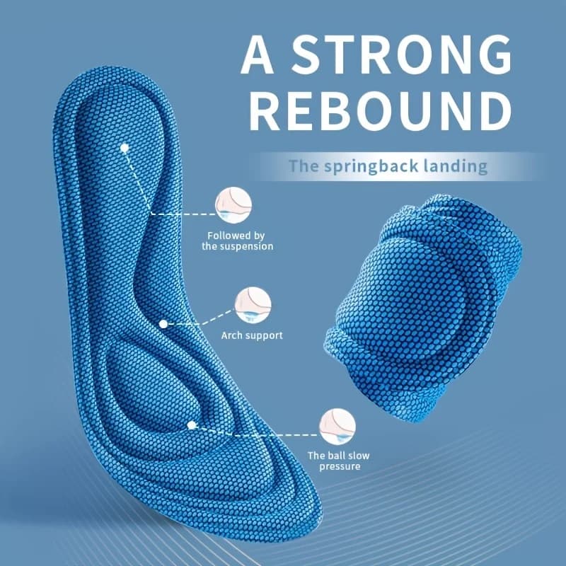 Men's Sports Massage Solettes in Memory Foam for Women's Shoes, Nano Antibacterial Orthopedic Soles for Plant Massage