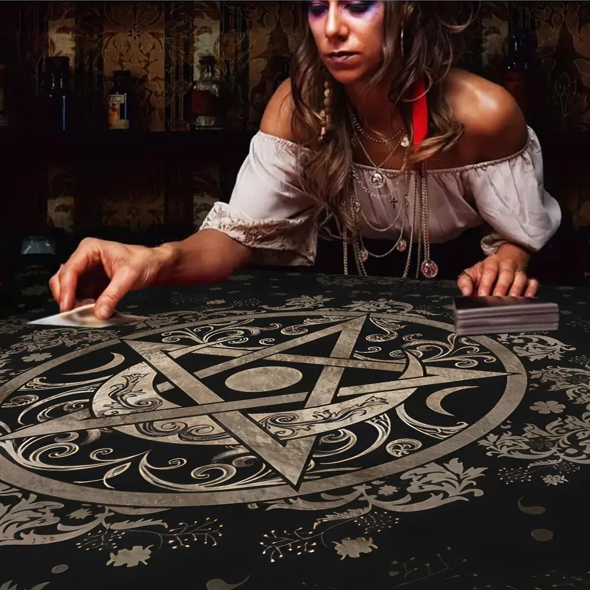 Tovaglia per tarocchi in tessuto per altare stellato Dodici costellazioni Amore Carriera Carta per oracolo Copritavolo Tappetino per tarocchi lunari Decorazione per divinazione