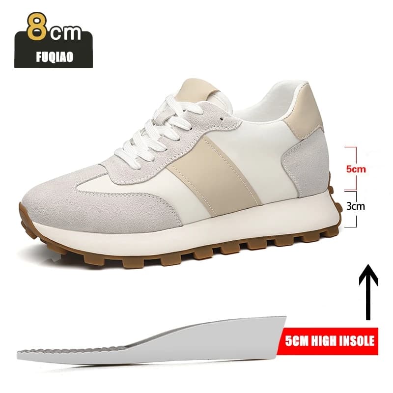 Scarpe da ginnastica da uomo in vera pelle Scarpe con ascensore Scarpe con rialzo in altezza nascosta da uomo 8 6CM Sport Casual Oxford piatte Uomo Innalzamento