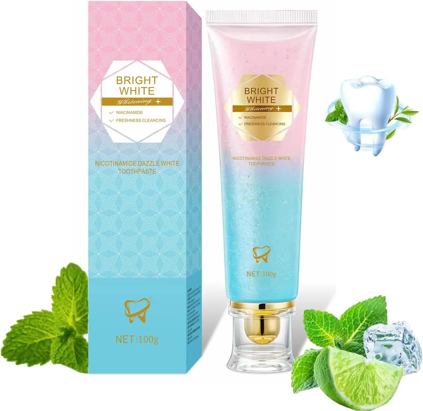 Niacinamide Whitening Toothpaste Intensive Whitens Teeth Protects Enamel Removes Stains & Refreshes Breath Daily Oral Care