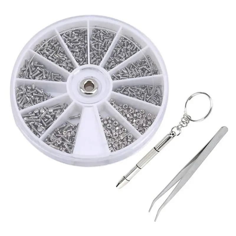 A21Q -Kit di riparazione per occhiali Occhiali da sole senza cornice Supporto per naso Orologio Cacciavite Strumento per dadi Combinazione di strumenti di riparazione per famiglie