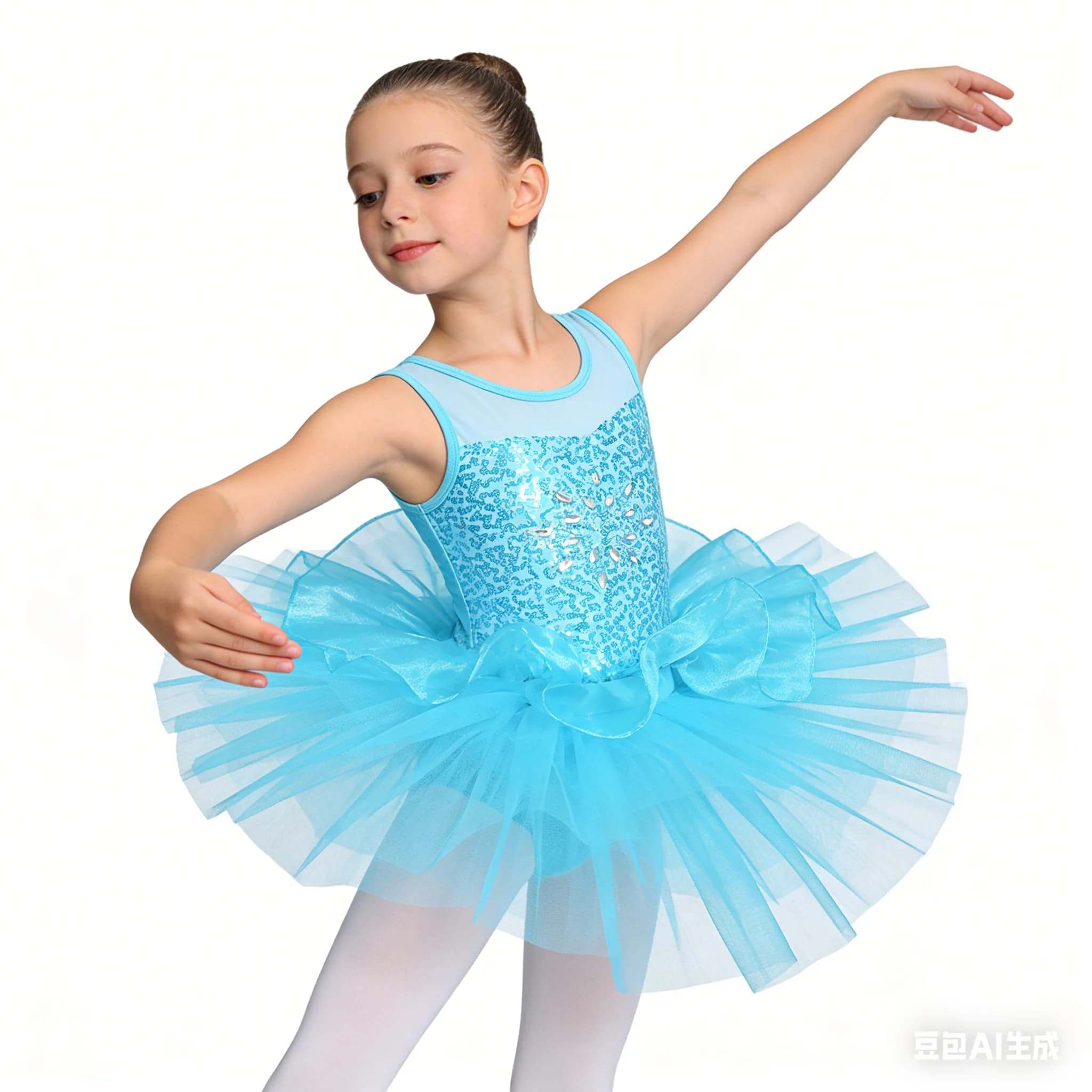 Bambini Ragazze Paillettes Ginnastica Body Maglia da balletto Costume Pattinaggio di figura Abito Maglia Splice Bowknot Gonna in tulle a rete trasparente