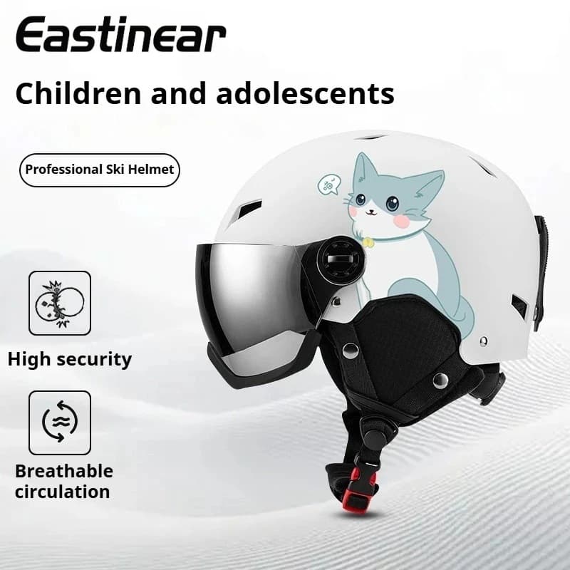 Eastinear gattino Casco da sci Uomo Occhiali da neve in uno Attrezzatura da sci sportiva calda per accessori da snowboard per casco da snowboard per adulti