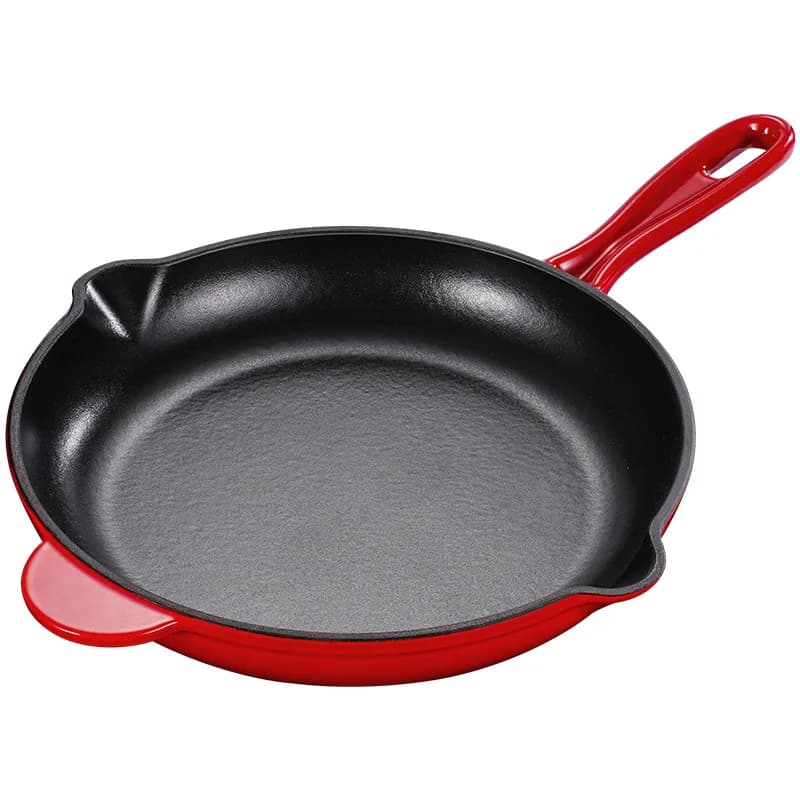 Padella in ghisa smaltata manico singolo doppia guida beccuccio padella antiaderente piastra rotonda pentola 26cm per piano cottura e forno