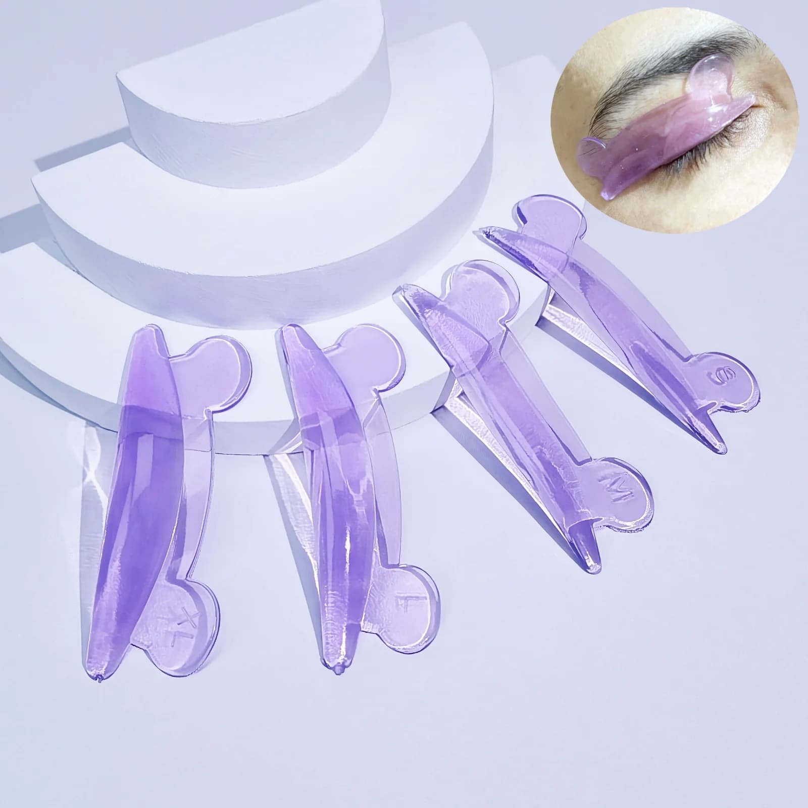 Lomansa 5 pairs L Curl Silicone Eyelashes Perm Pad Eyelashes Scratch Rod 3D Lifting Folder Accessories Makeup Tools