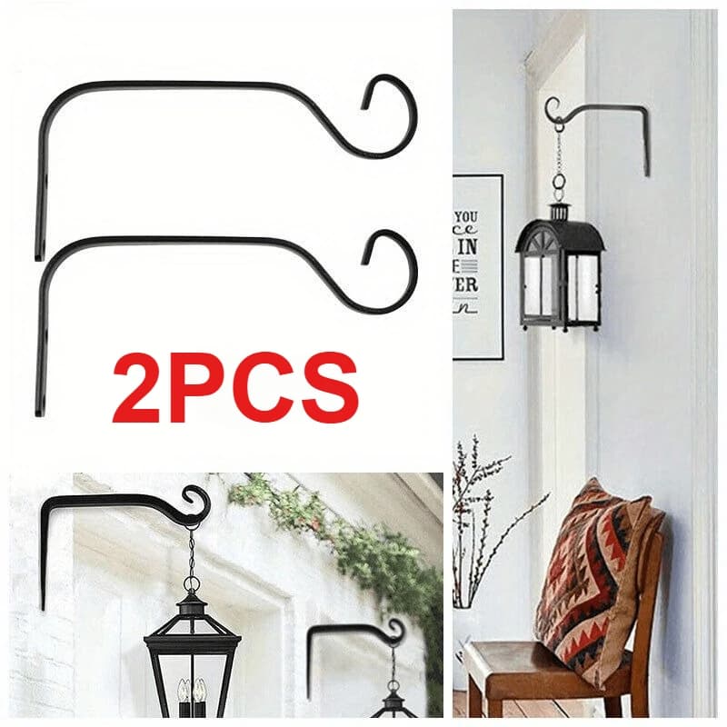 Rustic-style Curved Wrought-iron Wall Hooks, Outdoor Garden Plant Hangers, Suitable for Bird Feeders, Lanterns, and Wind Chimes.
