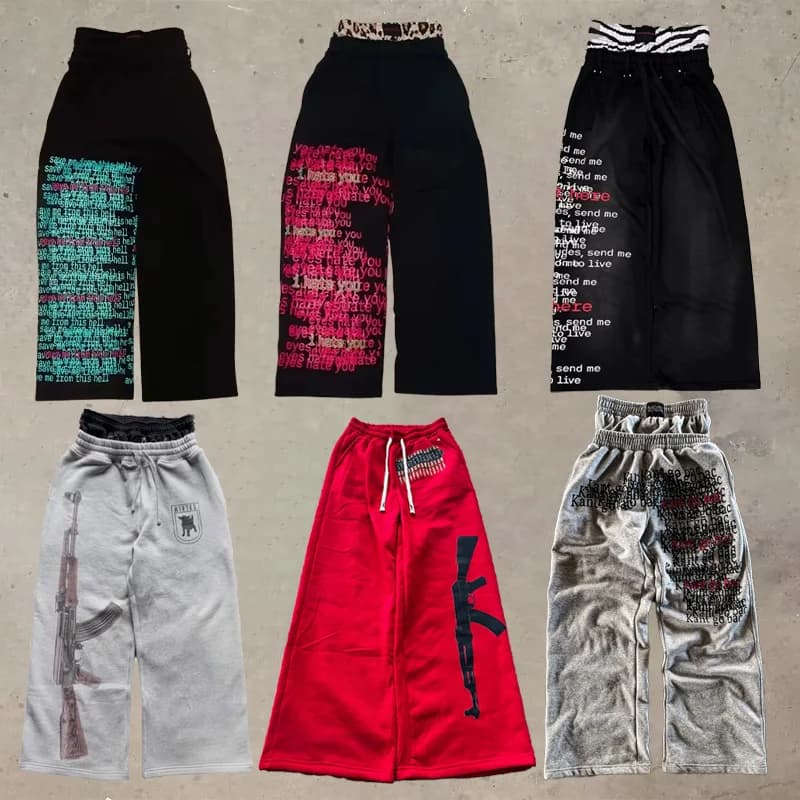 Y2K pantaloni da uomo American Harajuku doppia lettera ricamata pantaloni sportivi in vita goth Hip Hop uomo donna moda Casual jeans a gamba larga