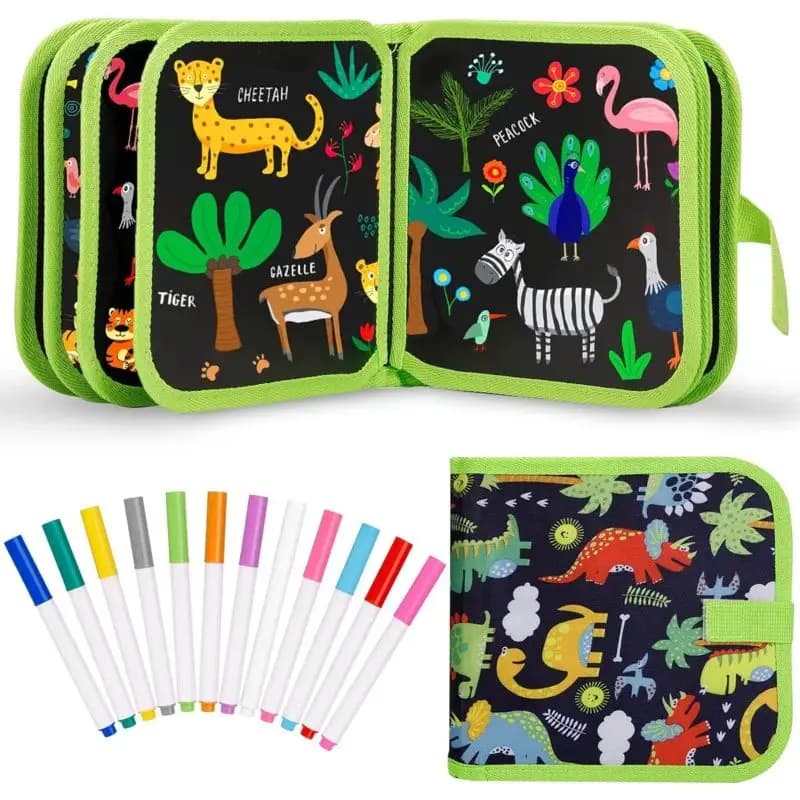 Erasable Doodle Book for KidsToddlers Toys Reusable Drawing Pads with Watercolor Pens Preschool Toy Trip Writing Painting Set