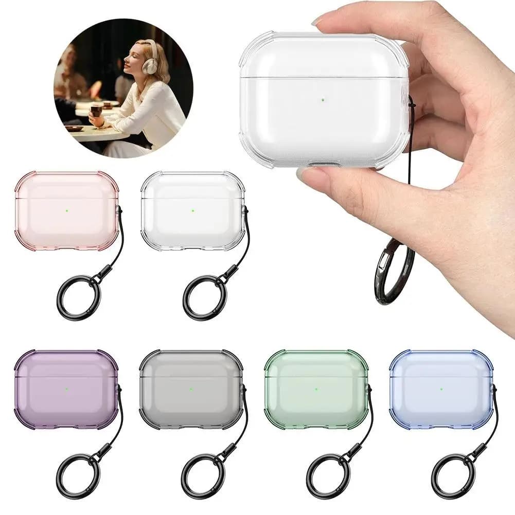 Custodia morbida trasparente in TPU per AirPods Pro 3 2025 Custodia protettiva antiurto per AirPods 4 3 2 1 Pro 2 Custodie con cordino