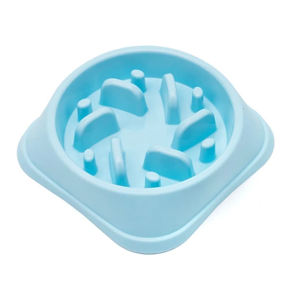 Food Grade Pet Slow Feeder Bowl Large Capacity Round Outline Pet Anti Choke Bowl Anti Slip Base Shallow Groove Cat Feeding Dish