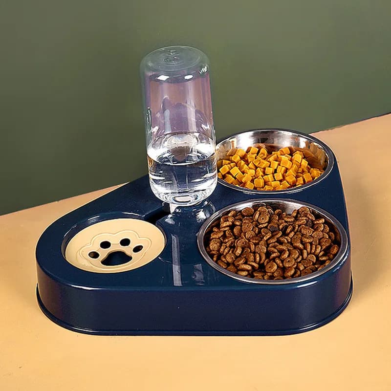 Ciotola per cani Ciotola per mangiatoia per gatti con bottiglia d'acqua per cani Ciotola per bere automatica Ciotola per cibo per gatti Ciotola per animali domestici in acciaio inossidabile 2-3