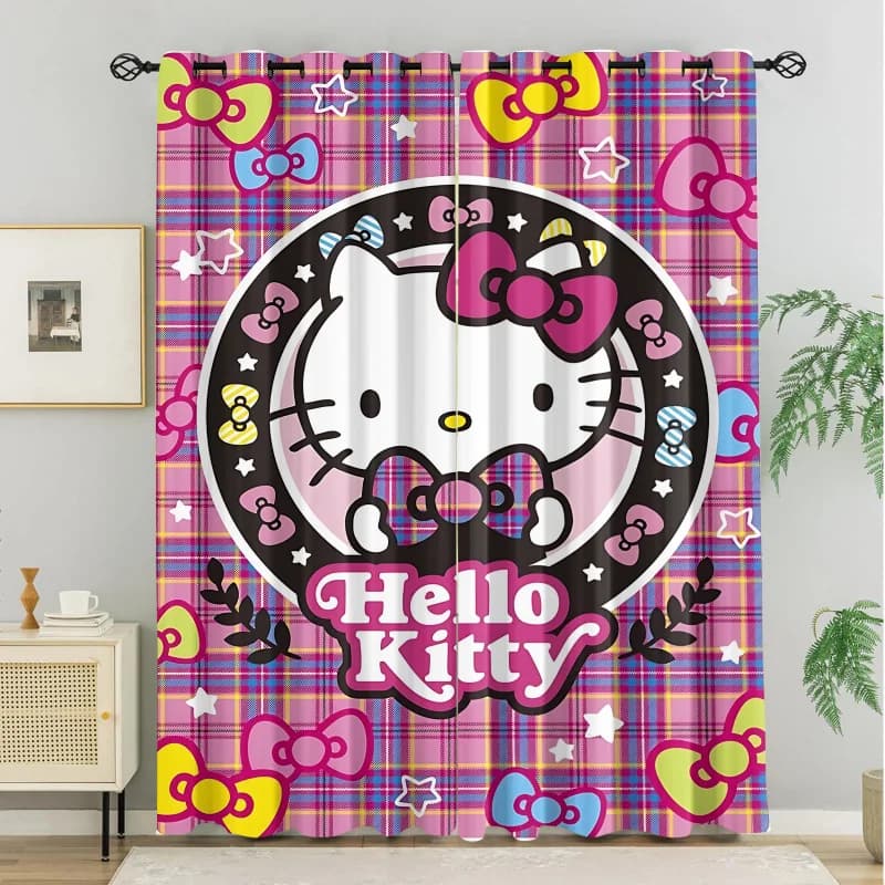 Tende Oscuranti Kawaii Hello Kitty con Motivo Arcobaleno e Cartoni Animati, Blocco Luce al 85%, Protezione della Privacy, Decorazione per Camera da Letto e Dormitorio