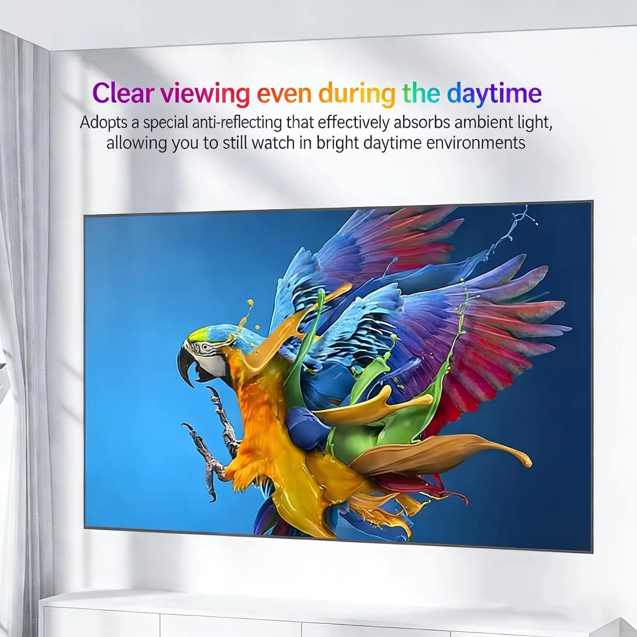 84 Inch 16:9 Anti-Reflection Projector Screen, Foldable Anti-Light, Absorb Ambient Light, Clear View in Bright for home theater