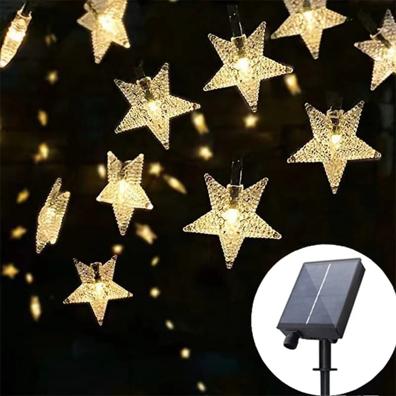 Solar Star String Lights 8 modalità Twinkle Fairy ghirlanda impermeabile per giardini all'aperto prato albero di natale recinzione balcone Decor