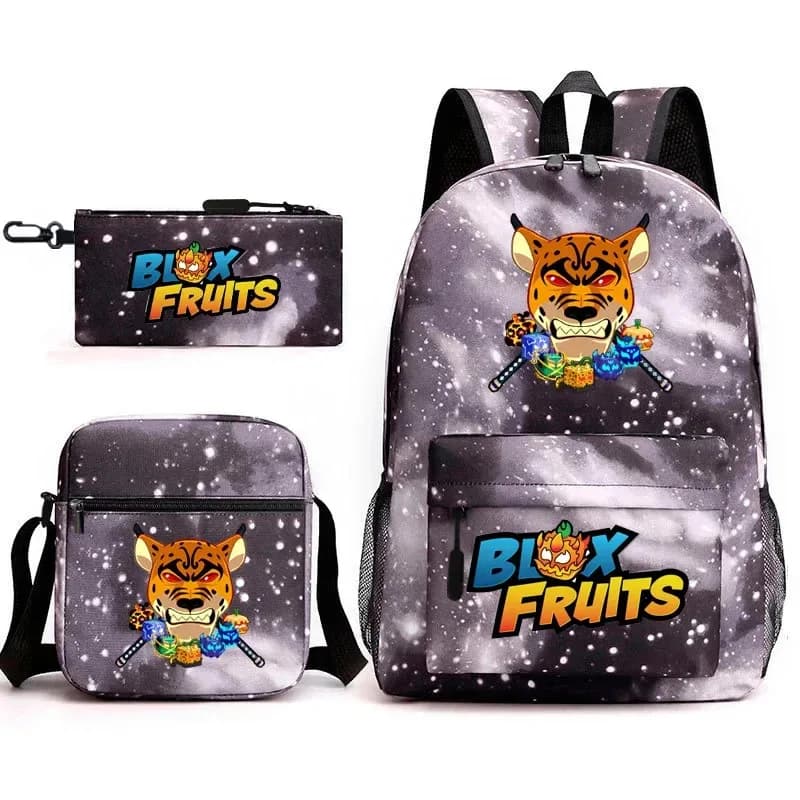 Game Blox Fruits Backpack Schoolbag Shoulder Bag Pencil Case Set for Kids Students