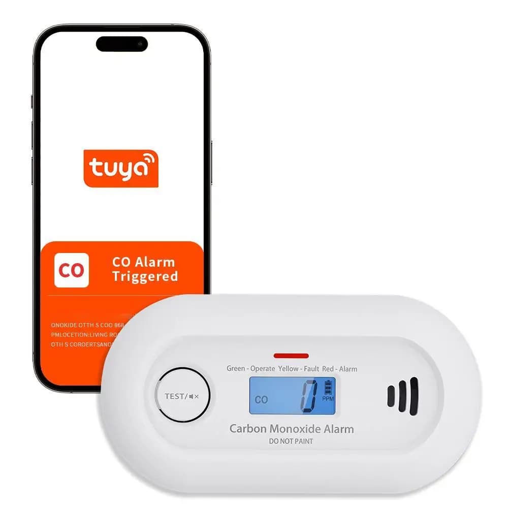 Allarme WiFi intelligente da monossido di carbonio V-COME, rilevatore di CO WiFi con controllo app Tuya, batteria di durata di 10 anni, CE EN 50291, VC21W