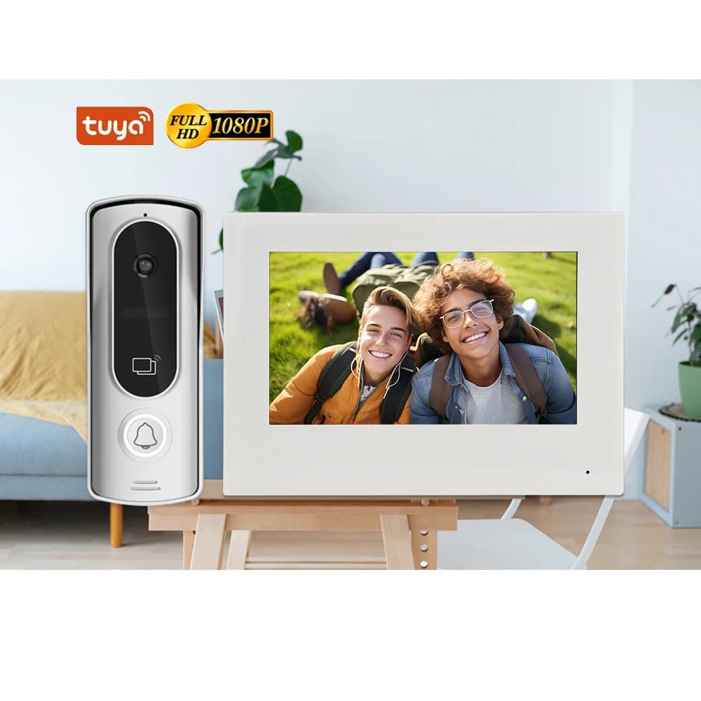 Tuya Smart WiFi Video Door Phone Kit 7 Inch IPS Touch Screen 2MP Doorbell Camera RFID Unlock Motion Detection Night Vision