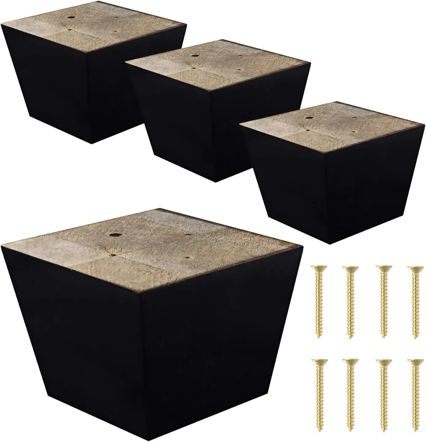 Set di 4 gambe quadrate per mobili color espresso scuro, per divano, sedia, poltrona o pouf, altezza 3 pollici con lati affusolati