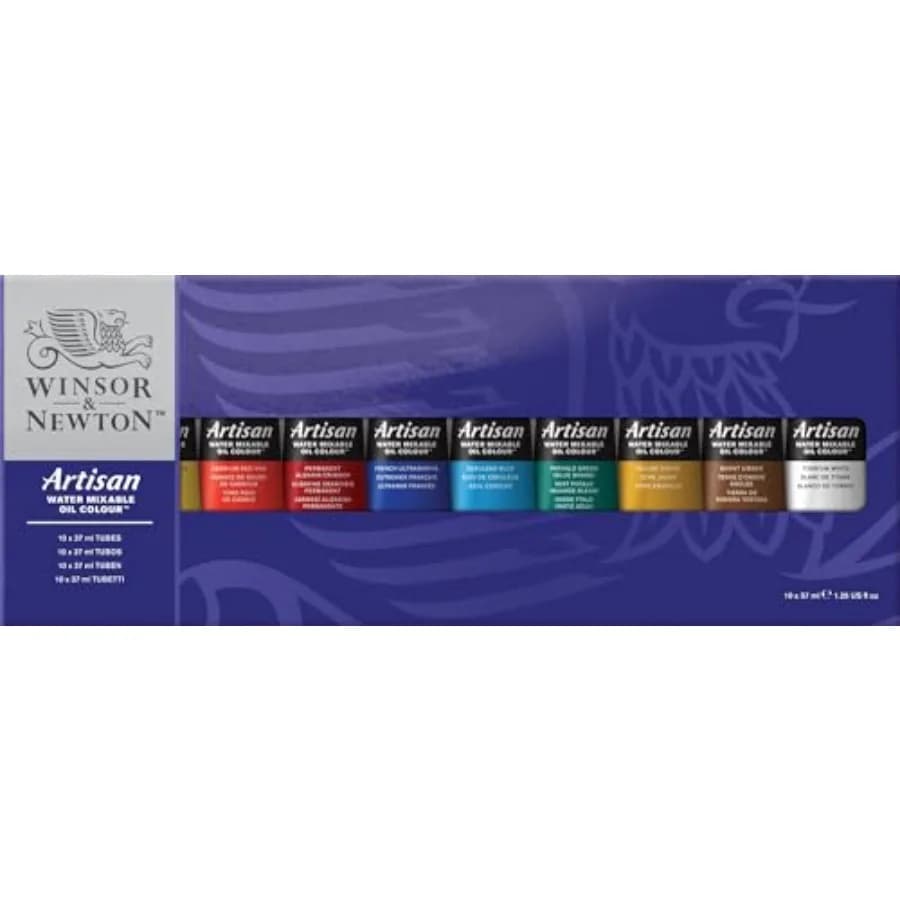 Artisan Water Mixable Oil Color Paint Set, 1.25-oz 37ml Tubes, Set of 10