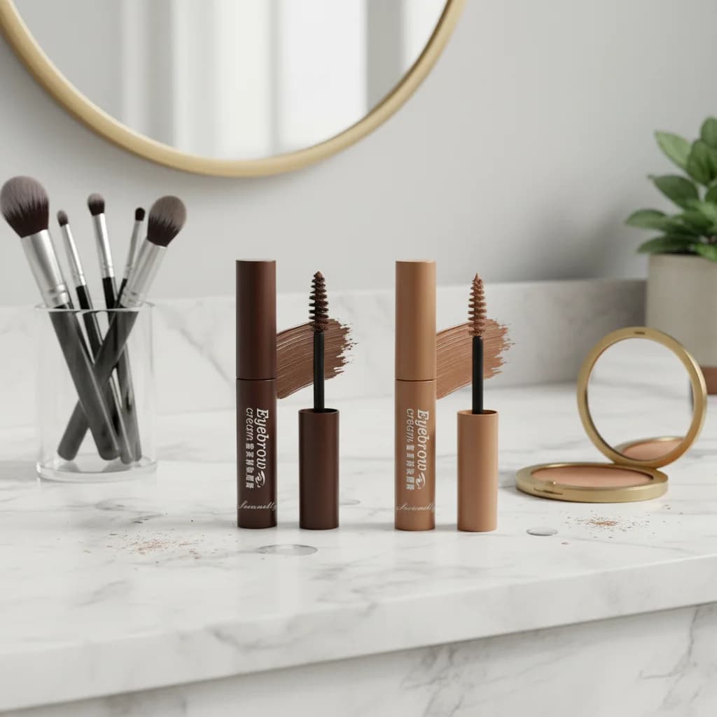 Mascara per Sopracciglia in Crema a Lunga Durata e Impermeabile in 3 Colori, Ombretto per Sopracciglia, Strumenti di Bellezza Cosmetici con Pennello, Gel Colorante per Sopracciglia