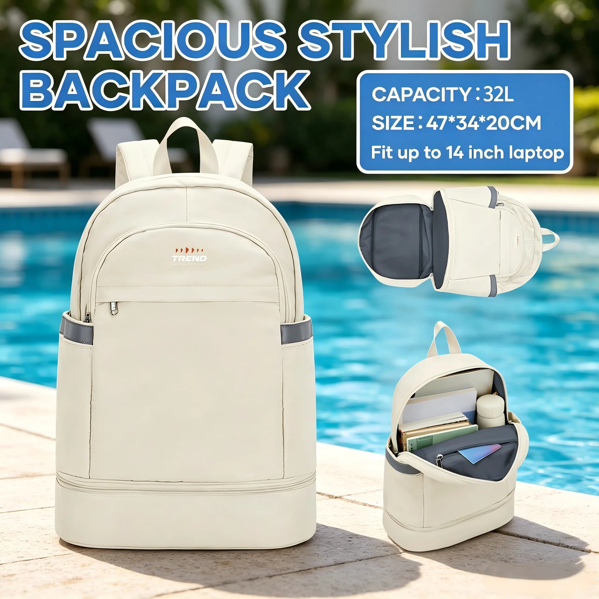 Casual Backpack Swimming Bag, Sports Backpack Women's Wet & Dry Separated Storage Bag, Women's Fitness Bag，Beach Bag Storage Bag