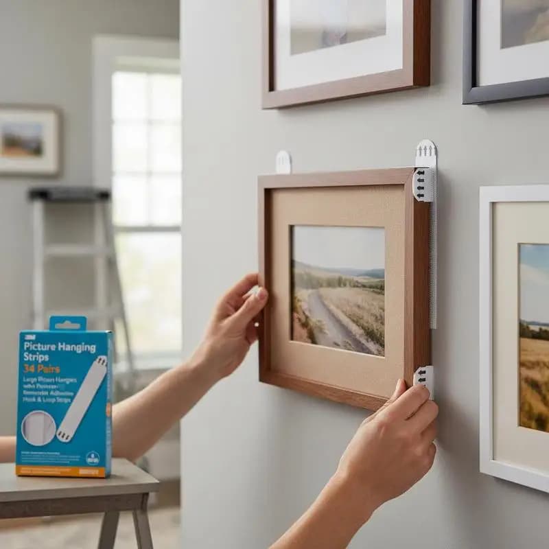 Wall Mounting Fasteners 3.6x0.7in For Photo Frames Home Decor Dormitory Walls 34 Pairs Large Capacity Removable Adhesive Hook Loop Strips Damage Free Removal Decorative Mirror Mounting Hardware