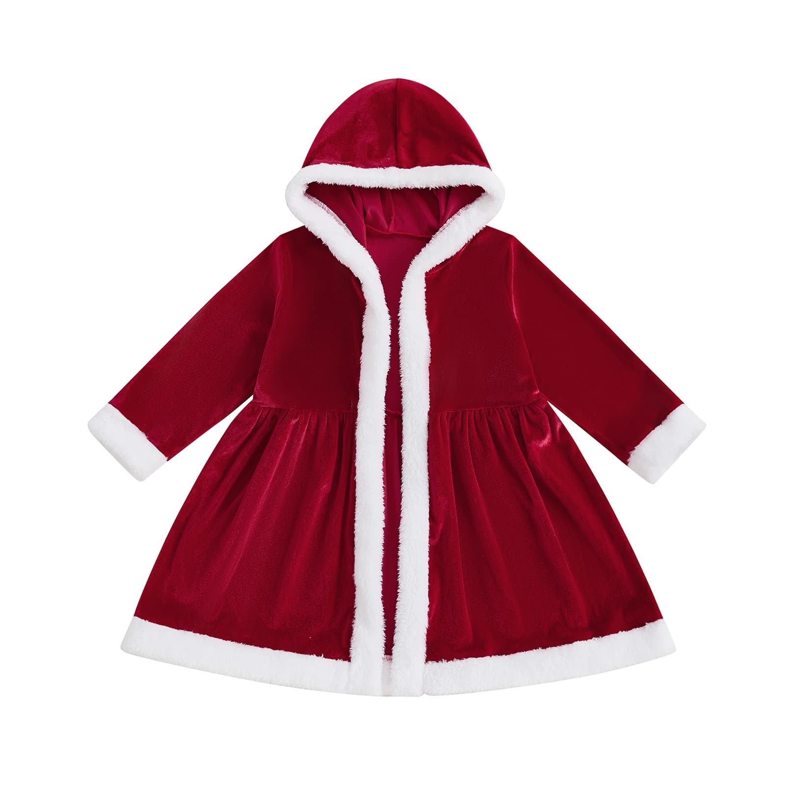 Cappotto invernale in pile da ragazza, calda giacca con cappuccio con chiusura a cerniera e tasche per capispalla per bambini, regalo di Natale