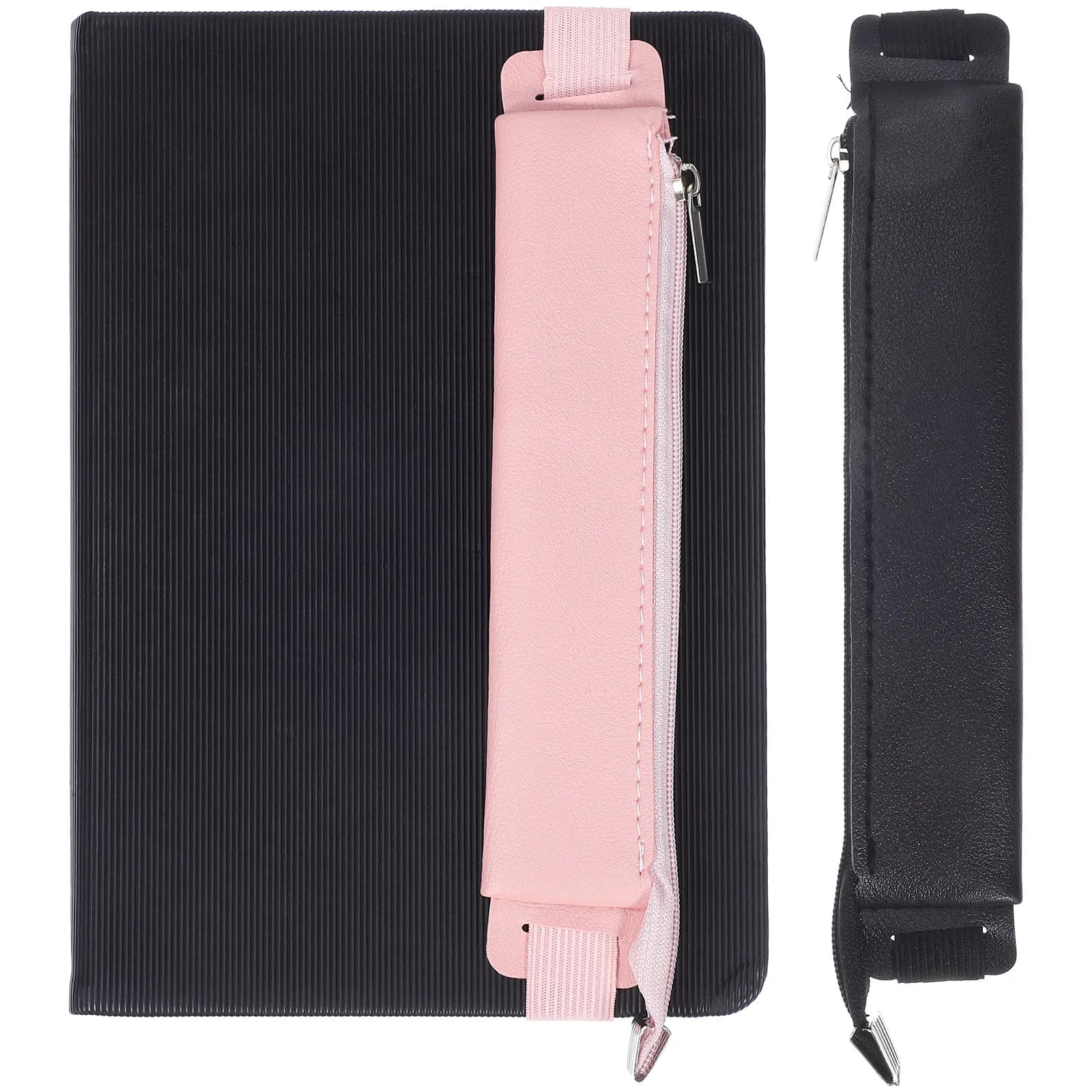 2Pcs Elastic Pen Pouch Zipper Pencil Case for Notebook Planner Portable Pen Organizer Stationery Zipper Pencil Case