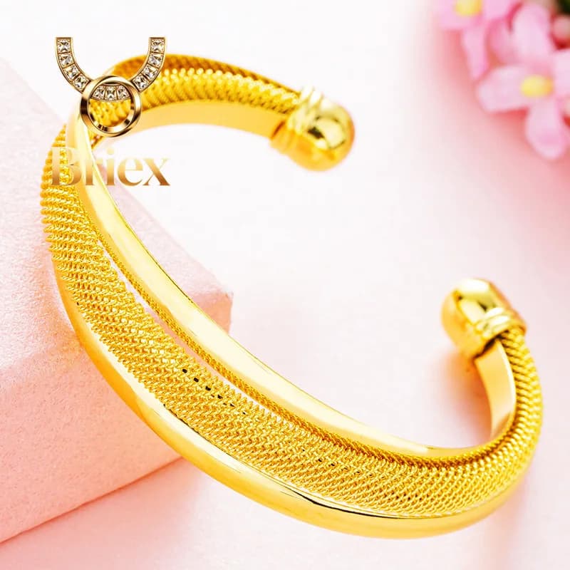 Bracciale da uomo Briex Jewelry Luxury in oro puro 24K 9999, vero oro, modello a rete aperta.