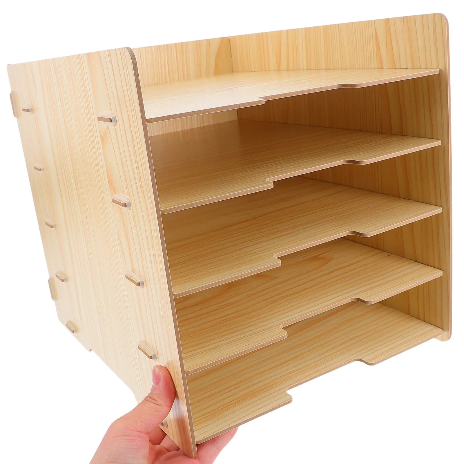 Organizzatore di Documenti in Legno Multistrato, Portadocumenti Stabile da Scrivania, Organizzatore di Buste e Carta per Scuola, Casa e Ufficio