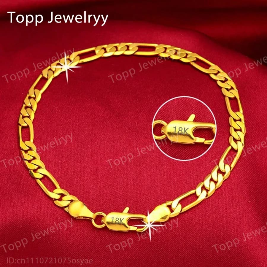 Bracciale a Catena Figaro in Argento Sterling 925 e Oro 18K, 4mm, Gioiello alla Moda per Uomo e Donna, Regalo di Compleanno