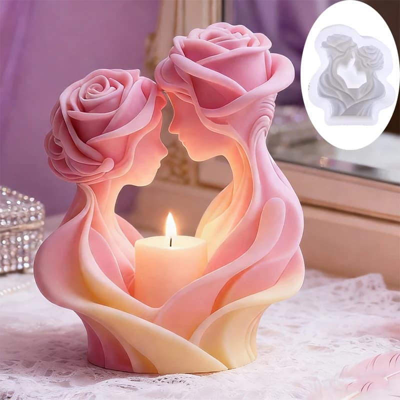 Stampo in silicone fai da te a forma di rosa 3D, statua di principessa, stampo in gesso per resina, stampo per candele, sapone, cioccolato, cubetti di ghiaccio, strumenti per la cottura