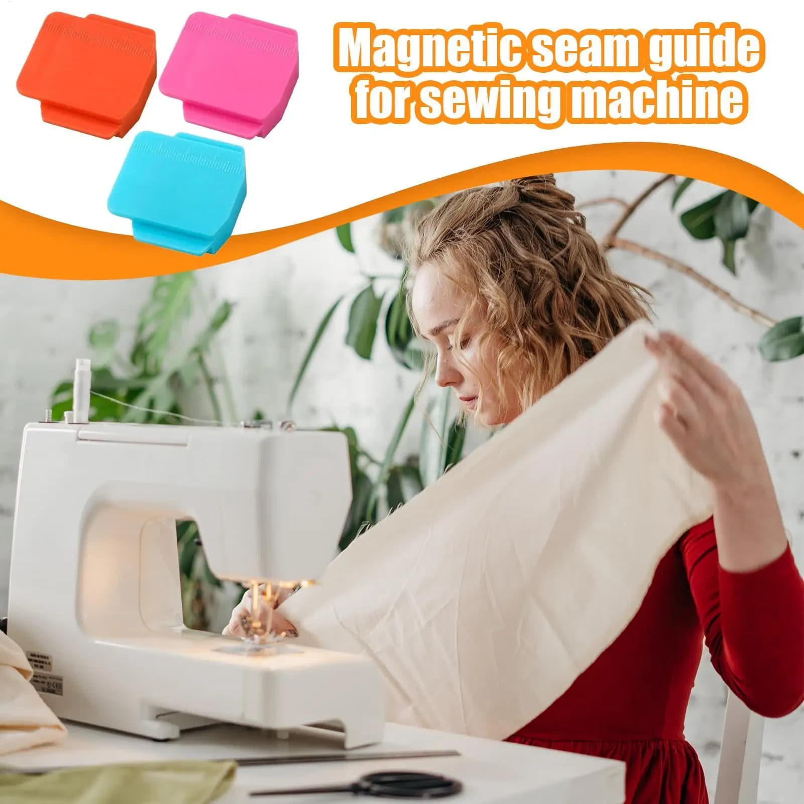 Guida per cuciture per macchina da cucire, set da 3 pezzi, magnetica, portatile, di precisione, per il posizionamento delle cuciture e dei bordi dritti