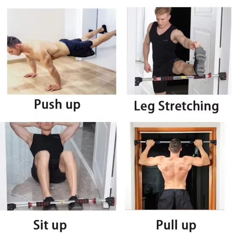 Adjustable Steel Horizontal Pull-Up Bar for Doorway Home Gym 29.5''-37.5'' (72-97cm) 200kg Max Load