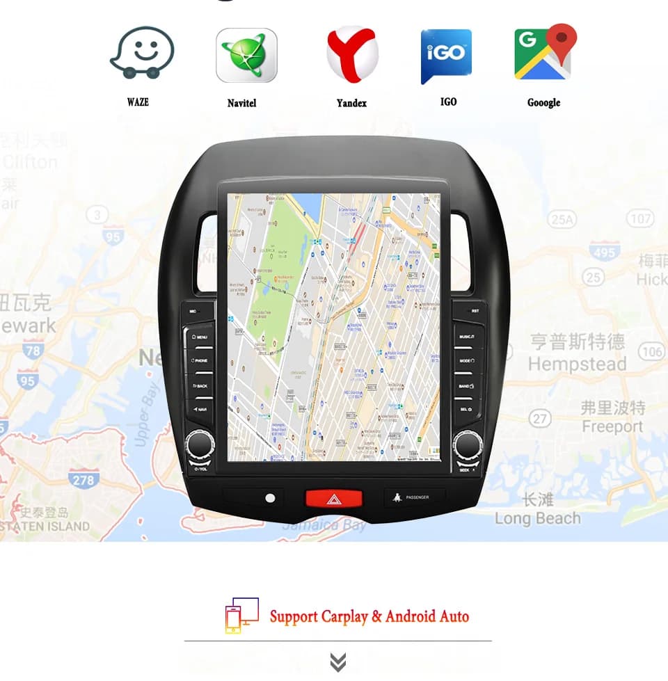 Autoradio per auto da 9,7'' per Mitsubishi ASX 2010 2016 Navigazione GPS Sistema intelligente per auto Carplay Android Auto Lettore musicale video