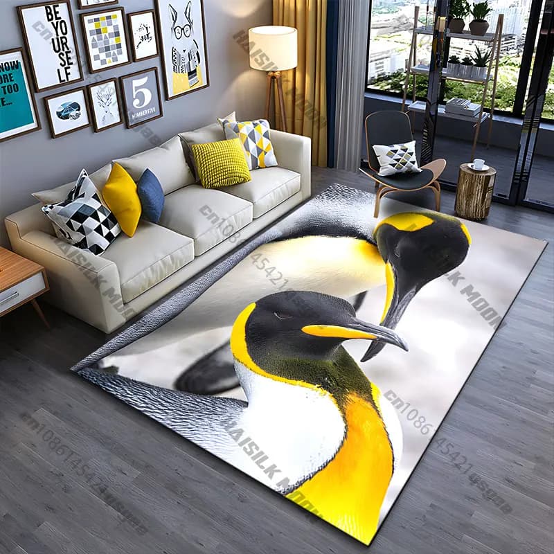 Penguins showing love and care carpet Yoga living room room decor children's crawling mat doormat area rug games mat