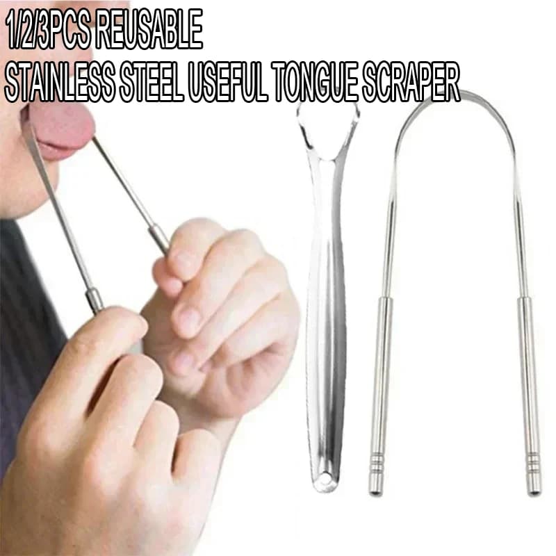 1/2/3 pieces reusable in stainless steel useful tongue scraper fresh breath cleansing tongue coated tools for oral hygiene