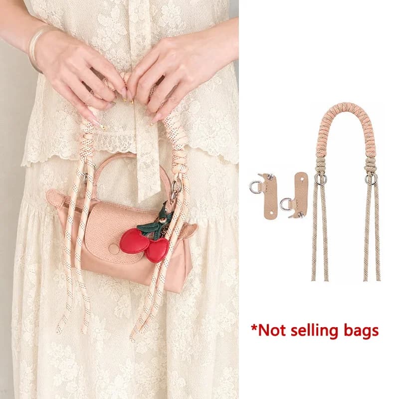 New Braided Handle Strap For Longchamp Mini Bag woven Handbag Short Handle Replacement No Punching Bag Modification Accessories