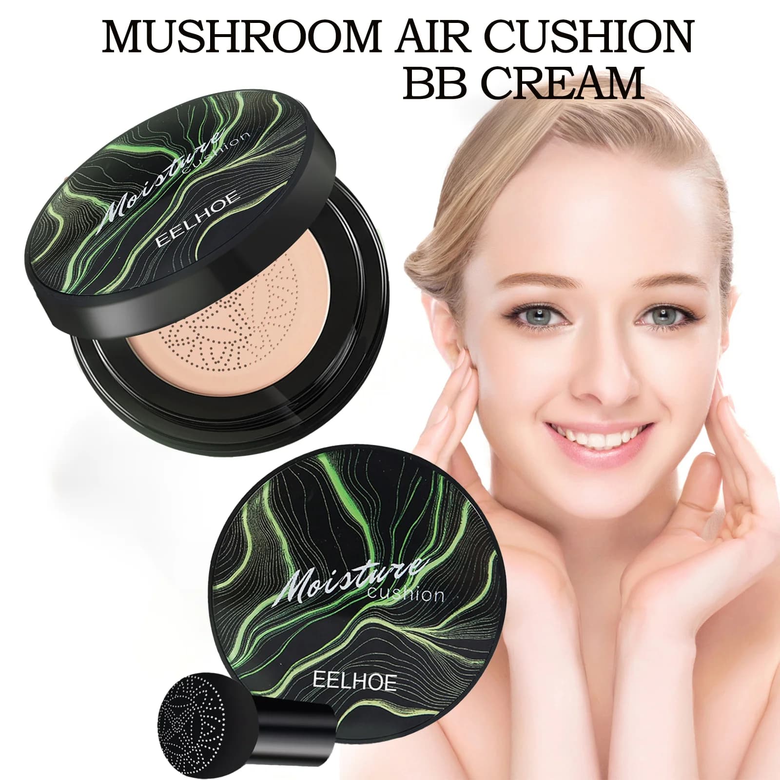 EELHOE Fondotinta BB Cream con Cuscino d'Aria a Forma di Fungo, Correttore Idratante, Impermeabile, Lunga Durata, Illuminante, Base per il Trucco