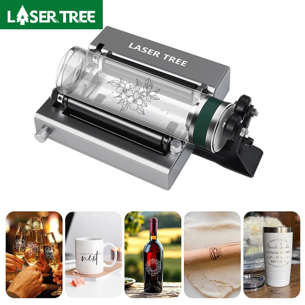 EA-R1 rotary roller compatible with all LASER TREE laser engraving machines for engraving cylindrical objects