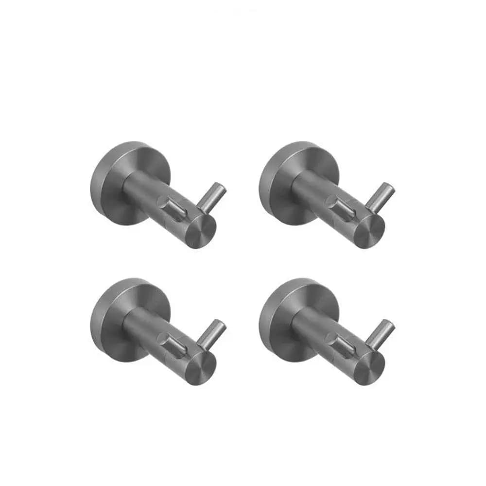 Set di Accessori per Bagno in Acciaio Inox Grigio, 4 Pezzi: Doppio Gancio, Porta Asciugamani, Porta Carta Igienica, Barra di Supporto a Parete, Personalizzabile