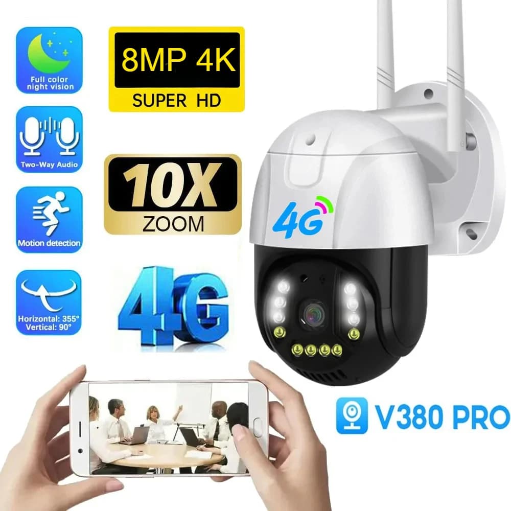 Telecamera di sorveglianza CCTV wireless IP di sicurezza 4G Telecamere di sorveglianza esterna impermeabile con tracciamento automatico Audio bidirezionale Monitoraggio del bambino IPCamera