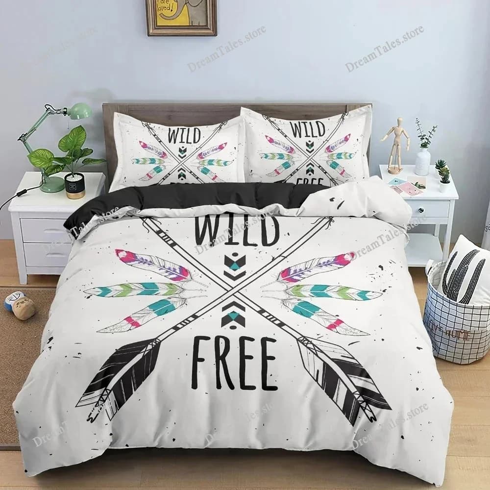 Dreamcatcher Bedding Set Feather Pattern Duvet Cover Comforter Covers Single Twin King ​Size Quilt Cover with Pillowcase