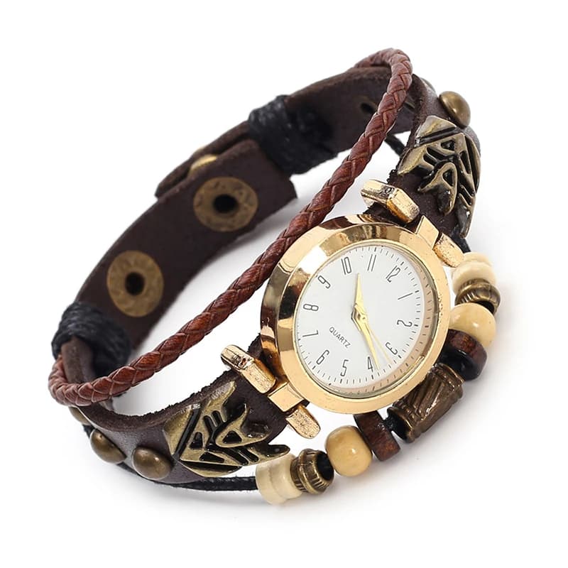 Orologio al Quarzo Vintage in Pelle, Stile Hip Hop Punk, Unisex, con Bracciale in Pelle Bovina per Uomo e Donna, Accessori Streetwear