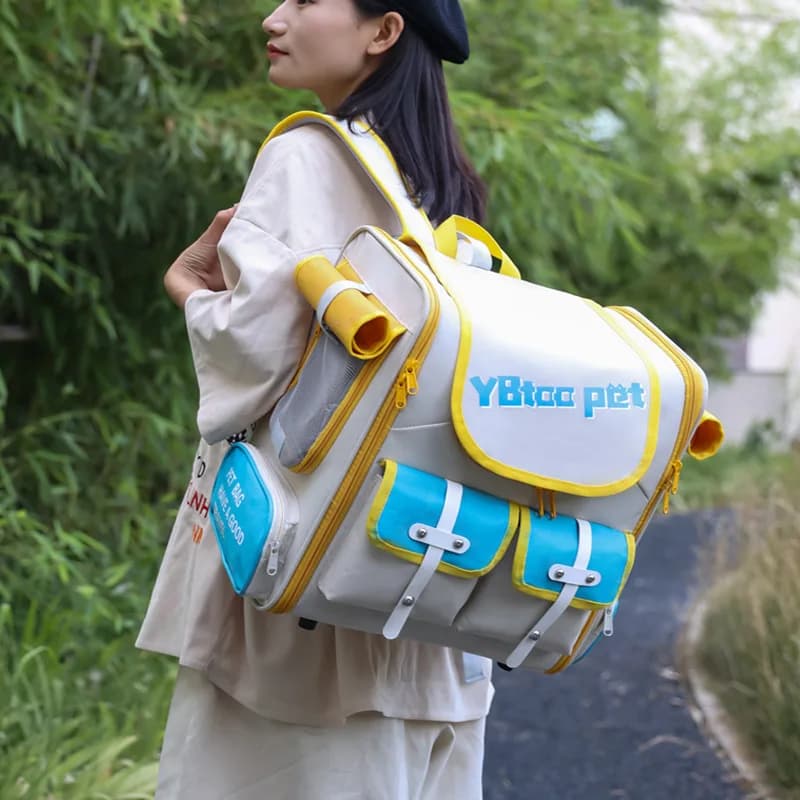 Cute & Fashionable Pet Backpack, Breathable Large Capacity Cat Carrier, Handheld Portable Dog Travel Bag