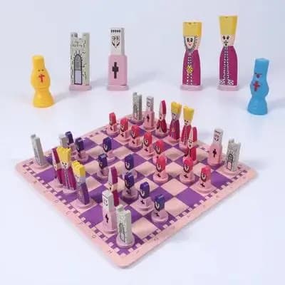 Set di Scacchi per Bambini e Adulti in Legno Premium, Gioco Educativo, Giocattolo per Bambini